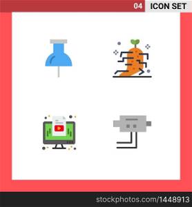 Modern Set of 4 Flat Icons and symbols such as location, media, drug, therapy, cam Editable Vector Design Elements