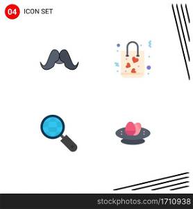 Modern Set of 4 Flat Icons and symbols such as moustache, globe, male, gift, search Editable Vector Design Elements
