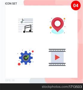 Modern Set of 4 Flat Icons and symbols such as music, point, song, location, fix Editable Vector Design Elements