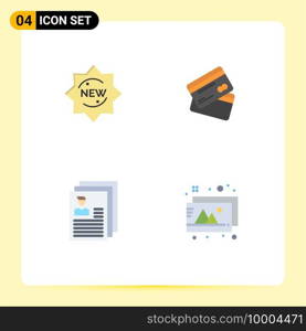 Modern Set of 4 Flat Icons and symbols such as new, money, badge, cards, account Editable Vector Design Elements