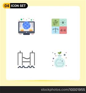 Modern Set of 4 Flat Icons and symbols such as online, bridge, coins, development, harbor Editable Vector Design Elements