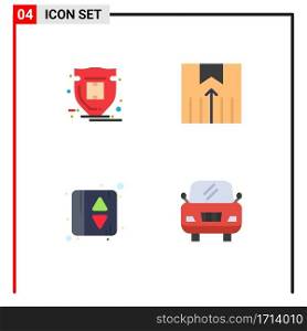 Modern Set of 4 Flat Icons and symbols such as package, elevator door, parcel, shipping services, car Editable Vector Design Elements