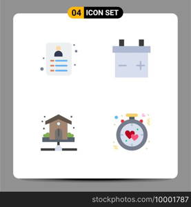 Modern Set of 4 Flat Icons and symbols such as shopping, clock, battery, plumber, alarm Editable Vector Design Elements