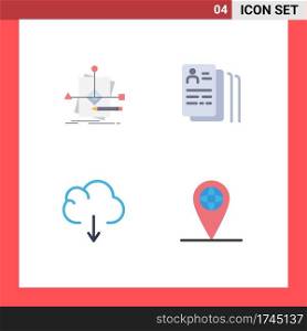 Modern Set of 4 Flat Icons Pictograph of algorithm, cloud, pattern, find, download Editable Vector Design Elements