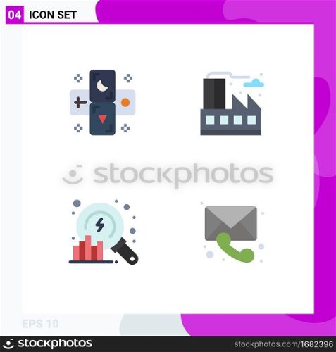 Modern Set of 4 Flat Icons Pictograph of astrology, data, zodiac, factory, medical Editable Vector Design Elements