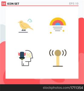 Modern Set of 4 Flat Icons Pictograph of bird, personal, sparrow, sky, security Editable Vector Design Elements
