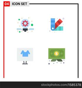 Modern Set of 4 Flat Icons Pictograph of business, e, designing, chip, shirt Editable Vector Design Elements