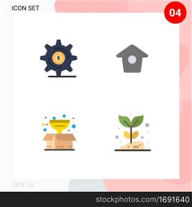 Modern Set of 4 Flat Icons Pictograph of business, product, setting, twitter, agriculture Editable Vector Design Elements