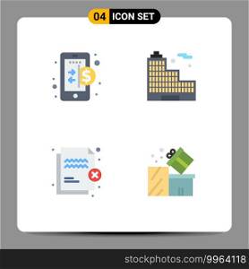 Modern Set of 4 Flat Icons Pictograph of business, protection, internet, office, transfer Editable Vector Design Elements