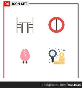 Modern Set of 4 Flat Icons Pictograph of chair, baby, interior, contrast, business Editable Vector Design Elements