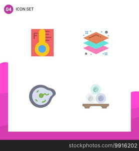 Modern Set of 4 Flat Icons Pictograph of cloud, future, sun, layer, paradox Editable Vector Design Elements