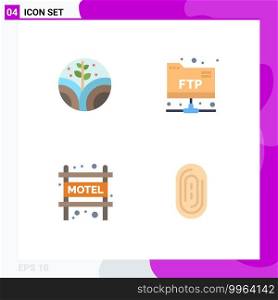 Modern Set of 4 Flat Icons Pictograph of environment, biometric, account, accommodation, touch Editable Vector Design Elements