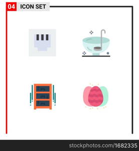 Modern Set of 4 Flat Icons Pictograph of ethernet, interior, drink, thanksgiving, wardrobe Editable Vector Design Elements