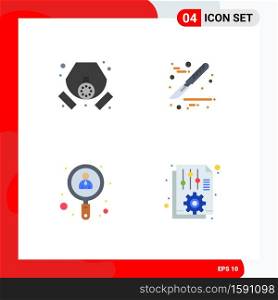Modern Set of 4 Flat Icons Pictograph of gas, user, waste, surgery, document Editable Vector Design Elements