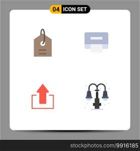 Modern Set of 4 Flat Icons Pictograph of price, upload, cleaning, arrow, life Editable Vector Design Elements