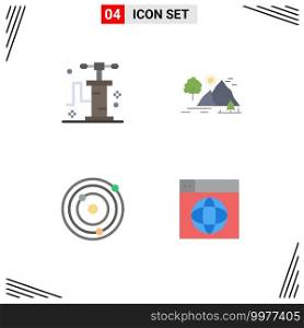 Modern Set of 4 Flat Icons Pictograph of pump, galaxy, hill, mountain, web Editable Vector Design Elements