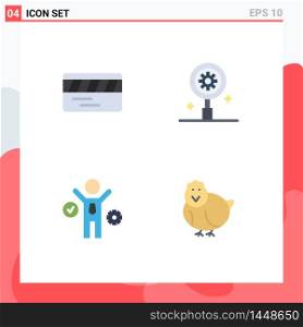 Modern Set of 4 Flat Icons Pictograph of ticket, process, search, setting, easter Editable Vector Design Elements