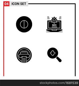 Modern Set of 4 Solid Glyphs and symbols such as ancient, architecture, seo, setting, decoration Editable Vector Design Elements