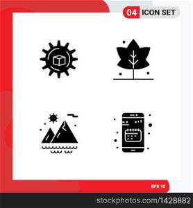 Modern Set of 4 Solid Glyphs and symbols such as atoumated, sun, scince, giving, app Editable Vector Design Elements