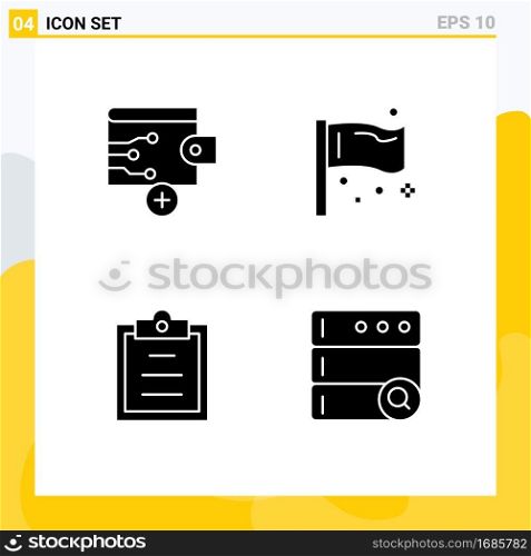 Modern Set of 4 Solid Glyphs and symbols such as business, task, congress, global, database Editable Vector Design Elements