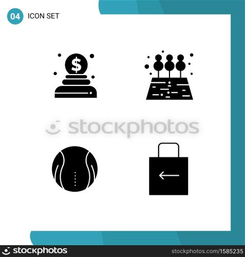 Modern Set of 4 Solid Glyphs and symbols such as charity, game, agriculture, ball, key Editable Vector Design Elements