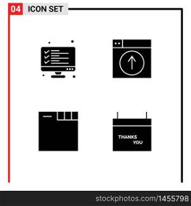Modern Set of 4 Solid Glyphs and symbols such as checklist, application, list, up, tabs Editable Vector Design Elements