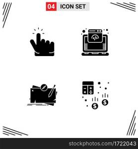 Modern Set of 4 Solid Glyphs and symbols such as click, map, point, internet, quest Editable Vector Design Elements