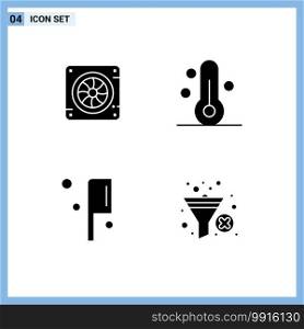 Modern Set of 4 Solid Glyphs and symbols such as computer, preparation, air, thermometer, filter Editable Vector Design Elements