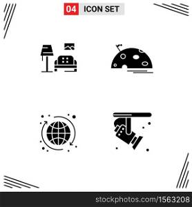 Modern Set of 4 Solid Glyphs and symbols such as lump, global, gallery, moon, tour Editable Vector Design Elements