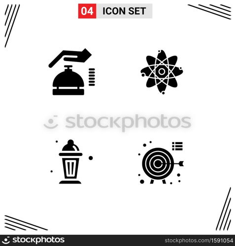 Modern Set of 4 Solid Glyphs Pictograph of gdpr, islam, security, molecule, ramadan Editable Vector Design Elements