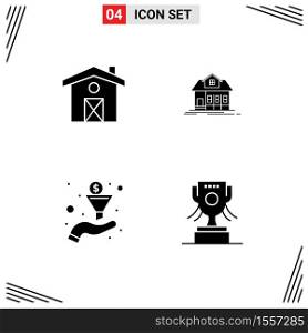Modern Set of 4 Solid Glyphs Pictograph of home, sort, home, real estate, cup Editable Vector Design Elements