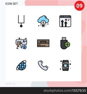 Modern Set of 9 Filledline Flat Colors and symbols such as accessories, learning, arrow, kids, growth Editable Vector Design Elements