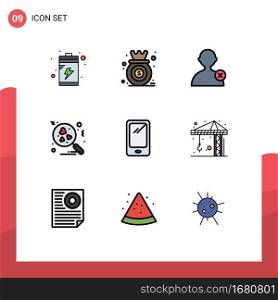 Modern Set of 9 Filledline Flat Colors and symbols such as android, smart phone, delete, phone, love Editable Vector Design Elements