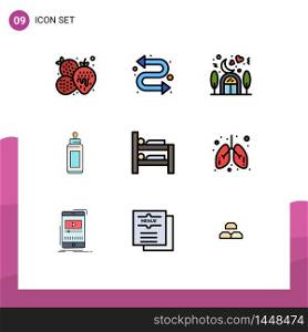 Modern Set of 9 Filledline Flat Colors and symbols such as bunk, milk, house, baby, bottle Editable Vector Design Elements