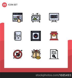 Modern Set of 9 Filledline Flat Colors and symbols such as product, box, screen,  , notebook Editable Vector Design Elements