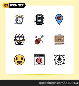 Modern Set of 9 Filledline Flat Colors and symbols such as sponsor investment, investment, user, equity, pin Editable Vector Design Elements