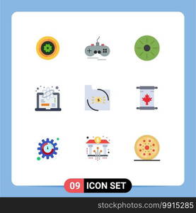 Modern Set of 9 Flat Colors and symbols such as banking, science, drink, learn, computer Editable Vector Design Elements