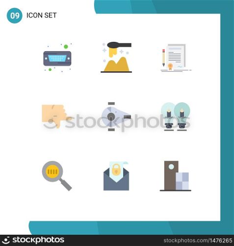 Modern Set of 9 Flat Colors and symbols such as cruiser, thumbs, business, down, document Editable Vector Design Elements