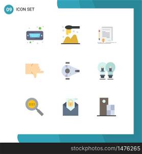 Modern Set of 9 Flat Colors and symbols such as cruiser, thumbs, business, down, document Editable Vector Design Elements