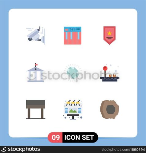 Modern Set of 9 Flat Colors and symbols such as jewelry, fashion, award, money, bank Editable Vector Design Elements