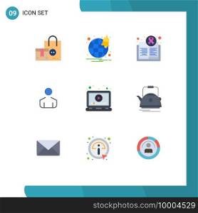 Modern Set of 9 Flat Colors and symbols such as laptop, person, awareness, man, health Editable Vector Design Elements