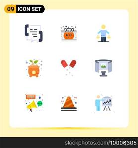 Modern Set of 9 Flat Colors and symbols such as money, cost, smiley, bag, judgment Editable Vector Design Elements