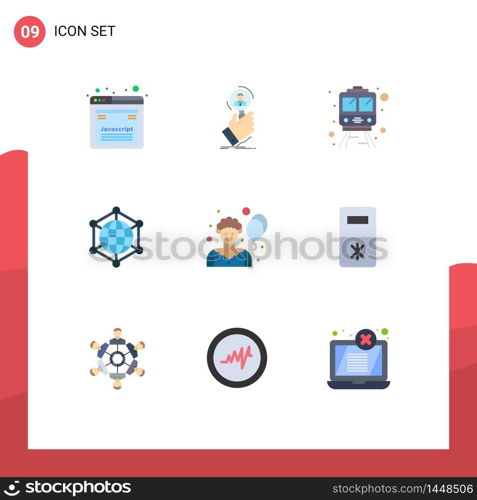 Modern Set of 9 Flat Colors Pictograph of circus, web, people, server, analytics Editable Vector Design Elements