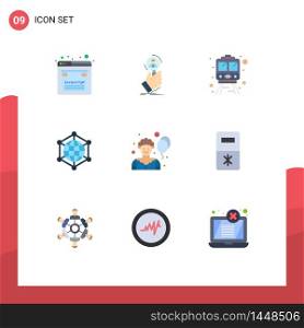Modern Set of 9 Flat Colors Pictograph of circus, web, people, server, analytics Editable Vector Design Elements
