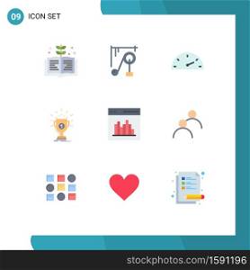 Modern Set of 9 Flat Colors Pictograph of communication, app, speed, victory, prize Editable Vector Design Elements