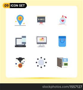 Modern Set of 9 Flat Colors Pictograph of phone, laptop, marriage, devices, wedding Editable Vector Design Elements