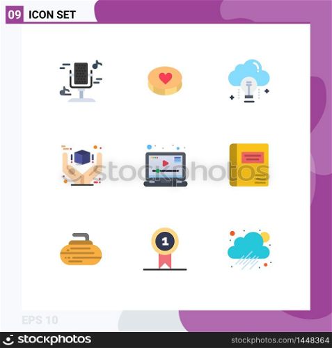 Modern Set of 9 Flat Colors Pictograph of product, great, cloud, best, light Editable Vector Design Elements