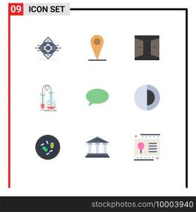 Modern Set of 9 Flat Colors Pictograph of science, flask, buildings, chemistry, home gate Editable Vector Design Elements