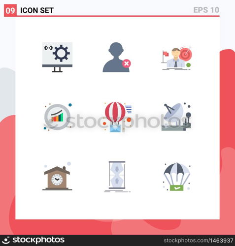 Modern Set of 9 Flat Colors Pictograph of statistics, marketing, business, growth, success Editable Vector Design Elements