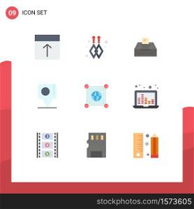 Modern Set of 9 Flat Colors Pictograph of world, globe, archive, bangla, chat Editable Vector Design Elements